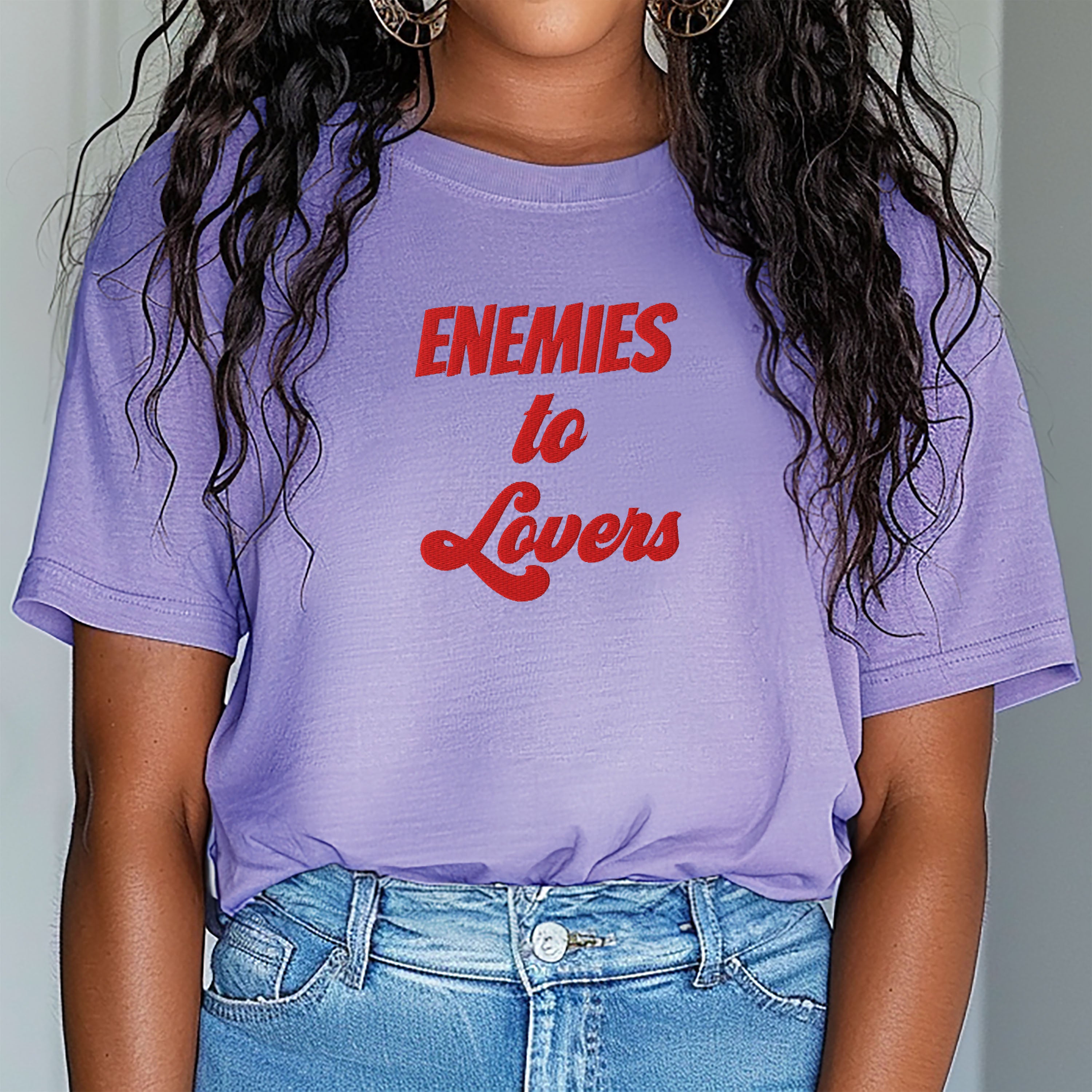 Embroidered Romance Trope T-shirt Romance Reader Gift for Bookworm Spicy Romance Plus Sizes Available Comfort Colors Enemies to Lovers