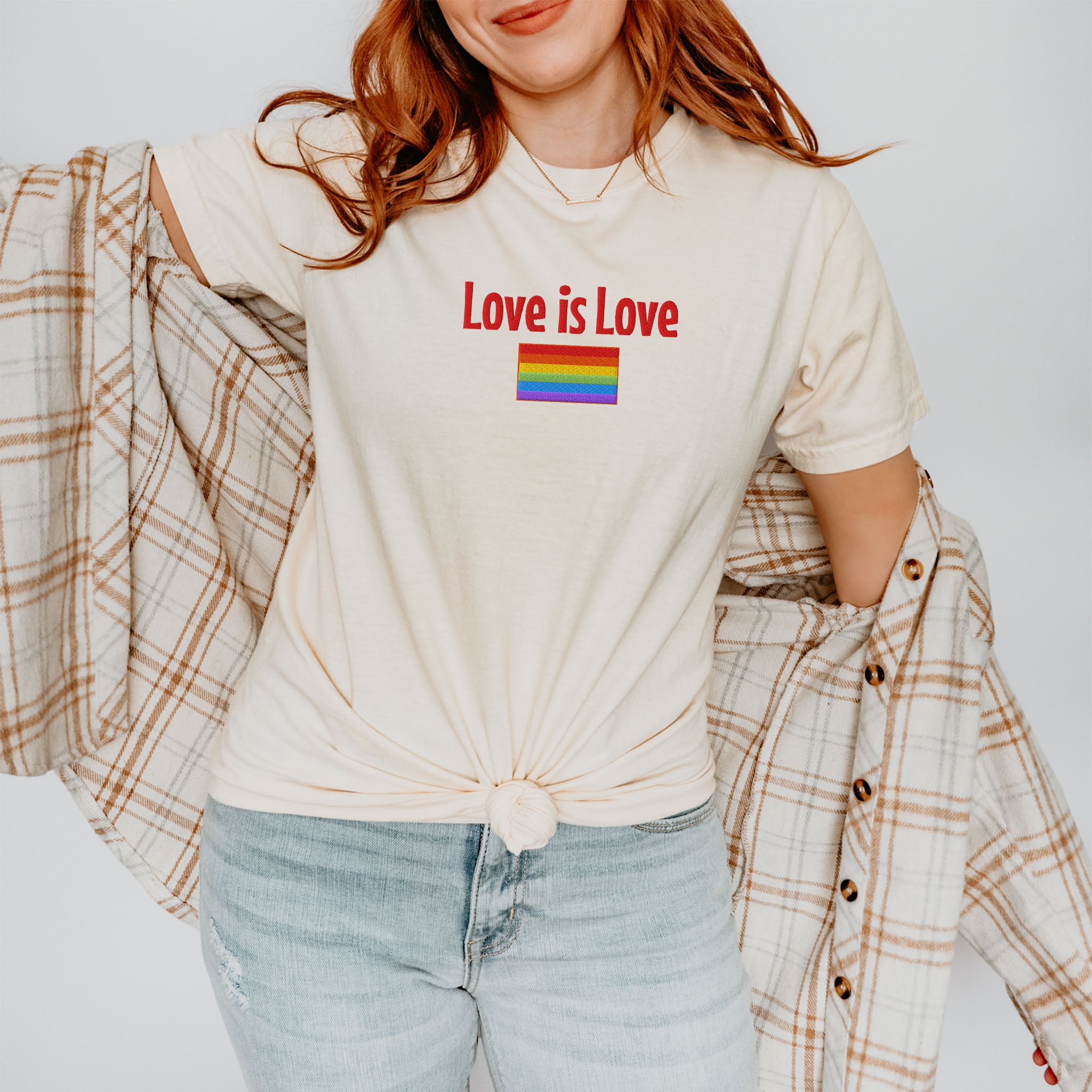 Embroidered Love is Love Rainbow T-shirt LGBTQ and Allies Pride is more important than ever! Comfort Colors Trans Pride Lesbian Gay Bisexual