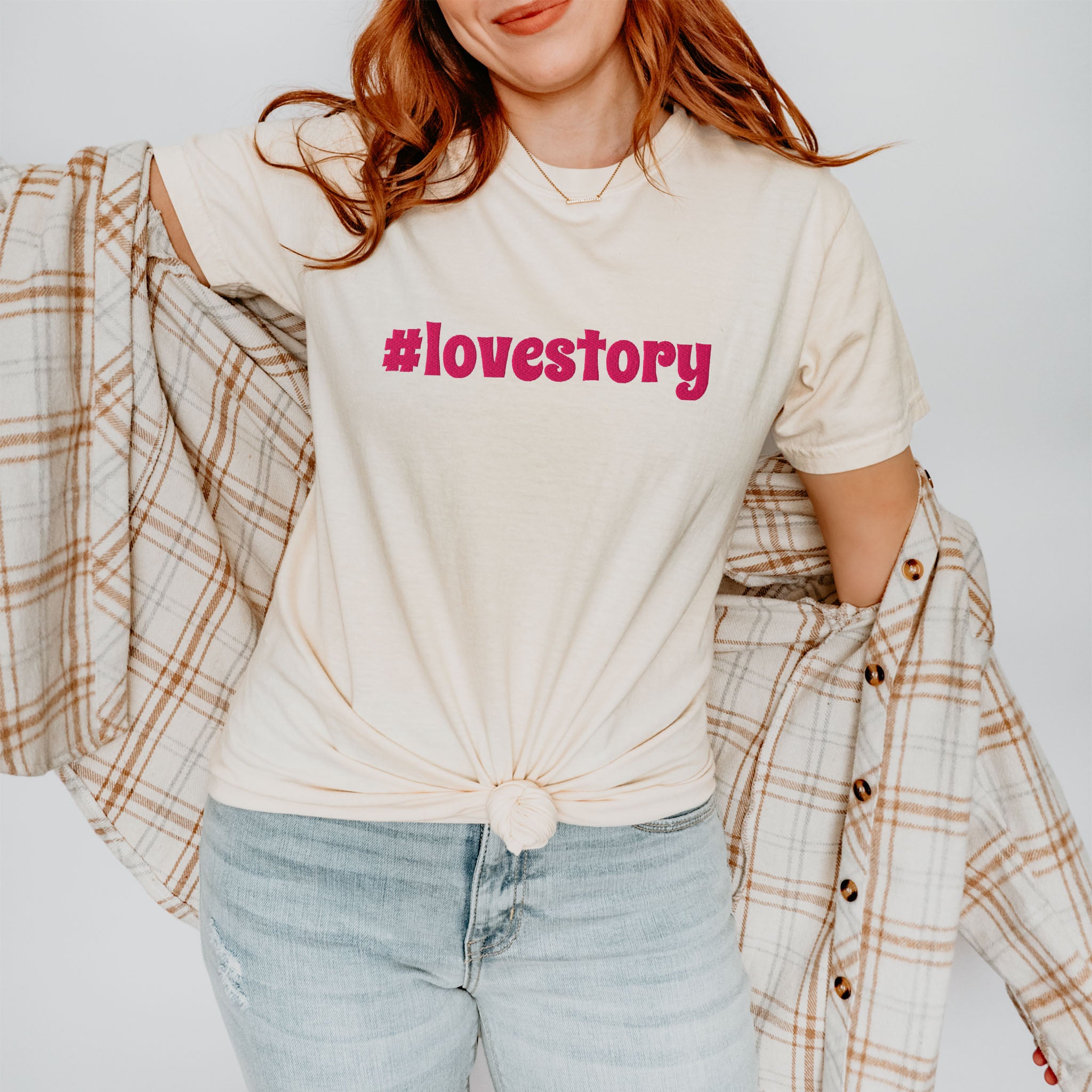 Embroidered T-shirt Romance Novel Reader Tee Book Lover Gift Shirt Bookish Shirt Gift for Her #Lovestory Comfort Colors Plus Size Available
