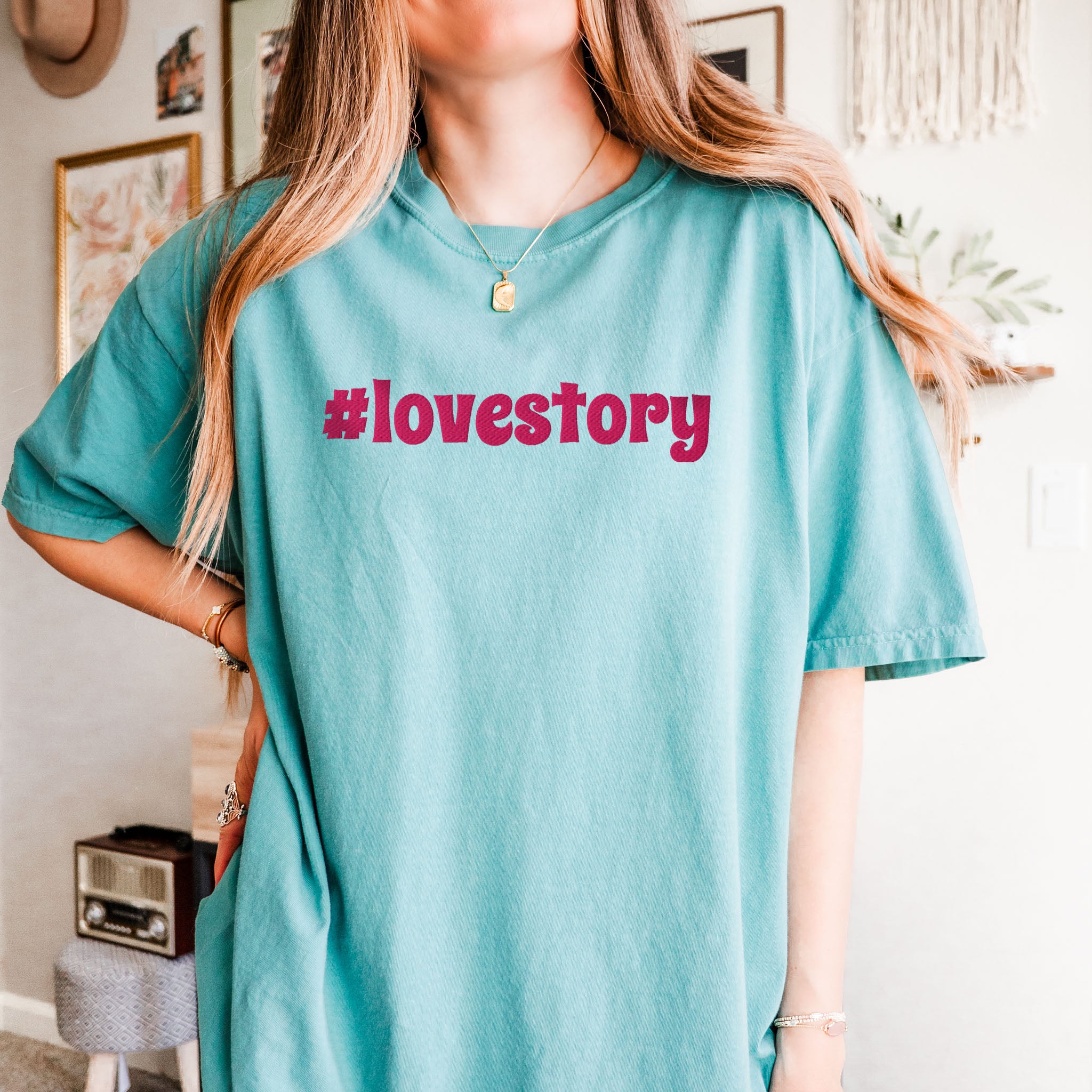 Embroidered T-shirt Romance Novel Reader Tee Book Lover Gift Shirt Bookish Shirt Gift for Her #Lovestory Comfort Colors Plus Size Available