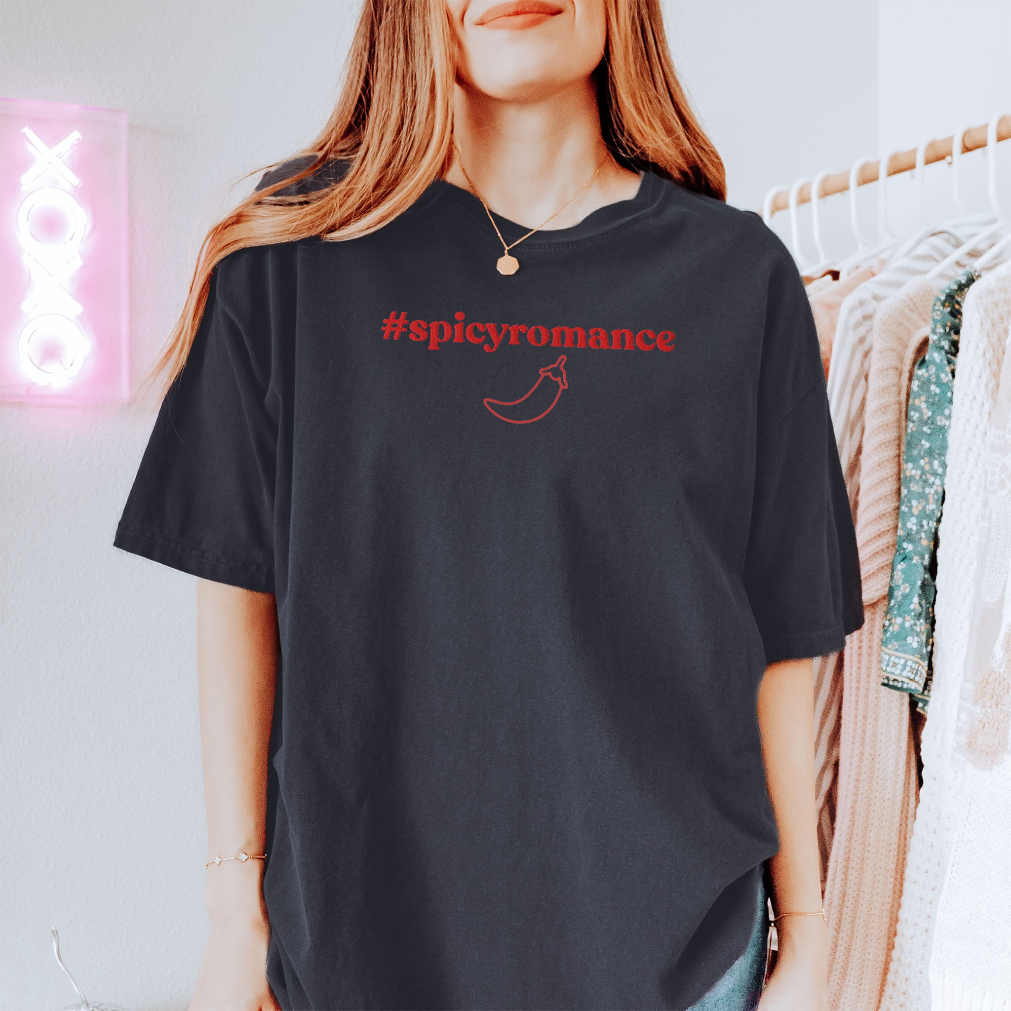 #spicyromance Embroidered Heavyweight T-shirt