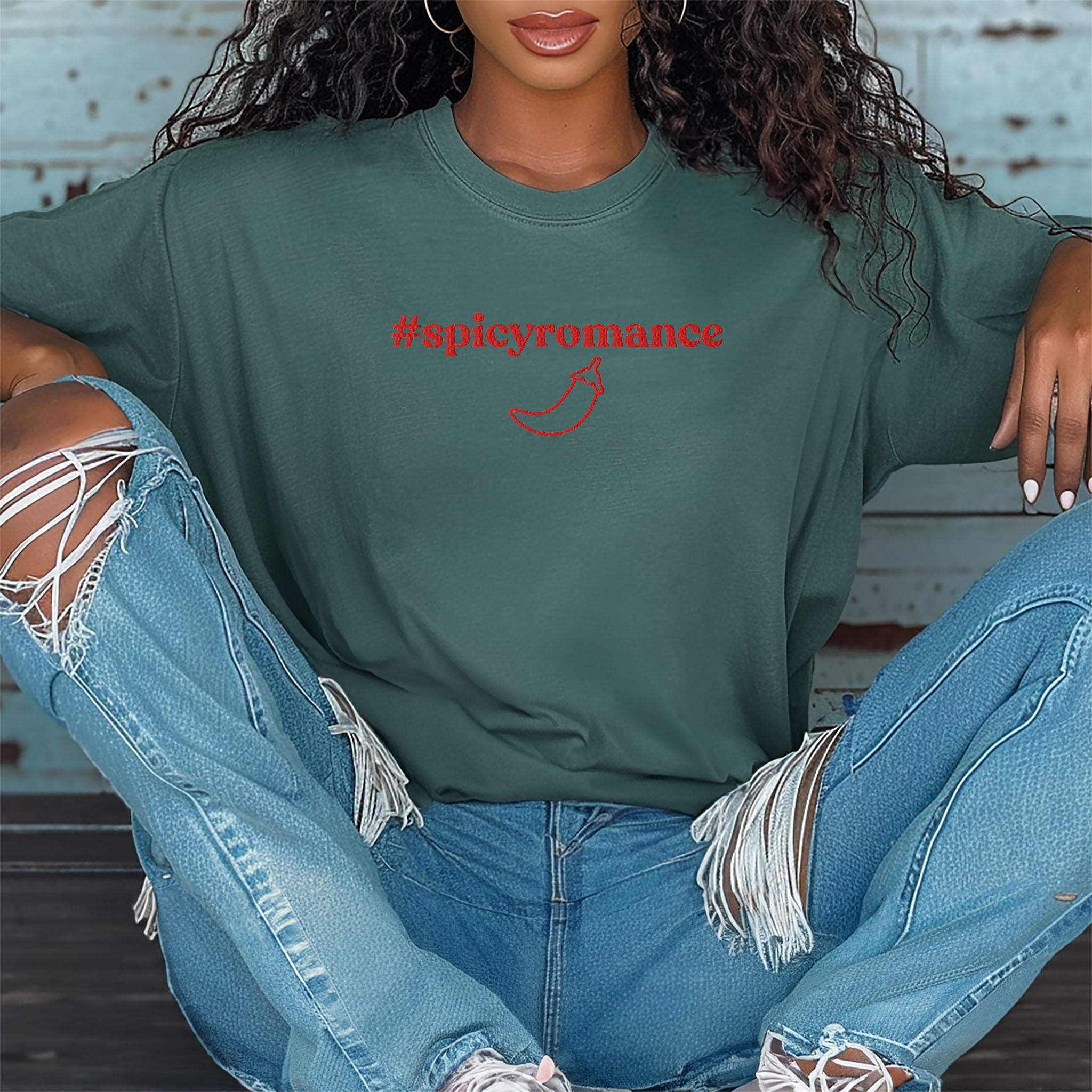 #spicyromance Embroidered Heavyweight T-shirt