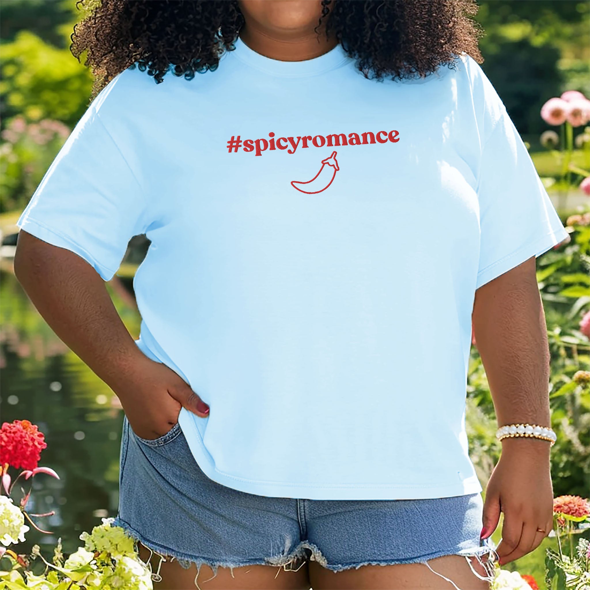 #spicyromance Embroidered Heavyweight T-shirt
