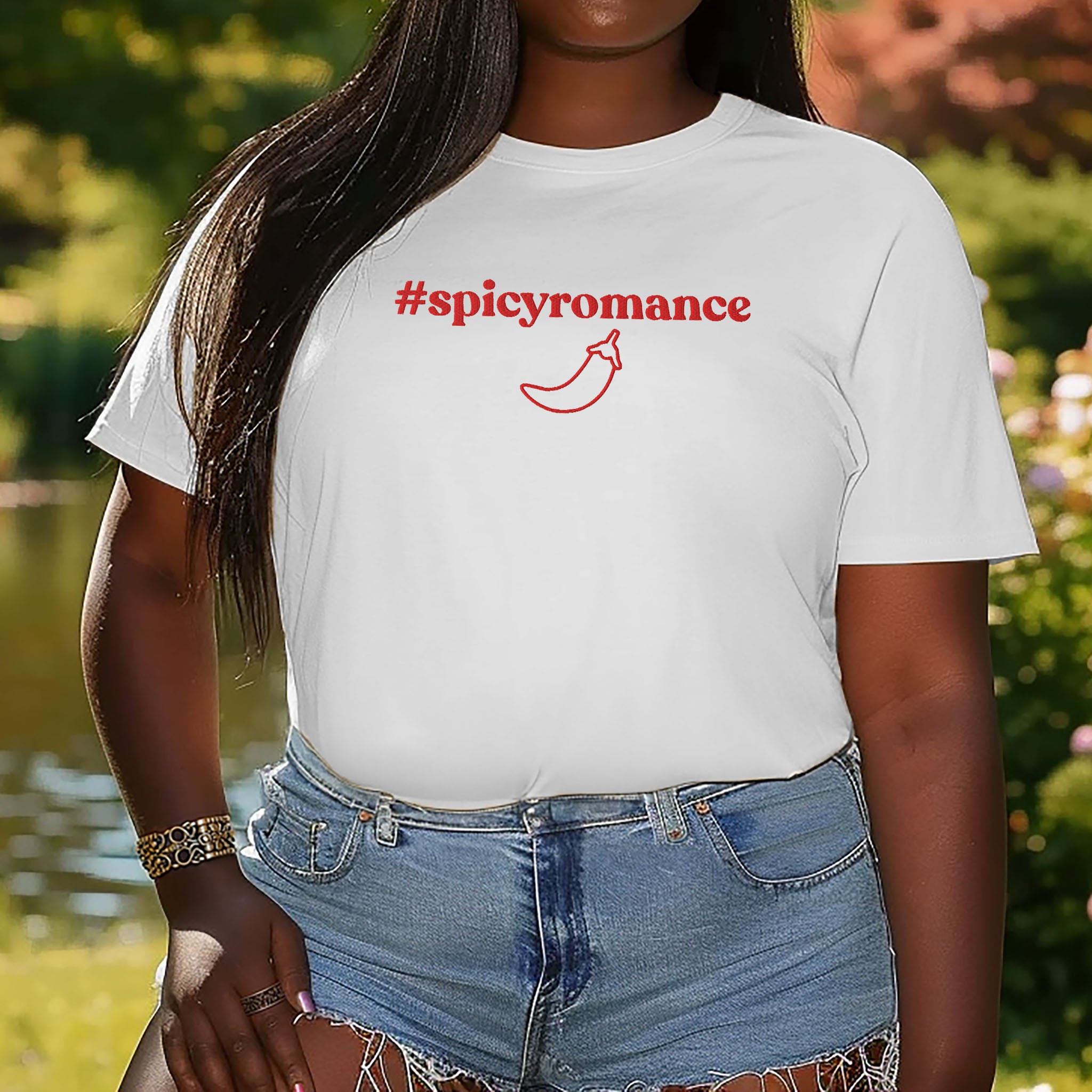 #spicyromance Embroidered Heavyweight T-shirt