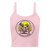 Product mockup A cute blonde girl with a flower in her hair holds a wooder ice and is surrounded by hearts. Text: Summer in Philly - womens-micro-rib-tank-top-solid-pink-blend-front-